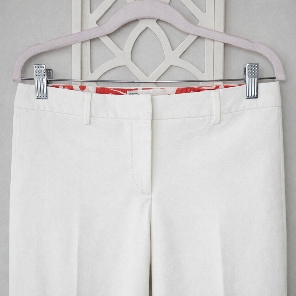 Vintage Milly of New York Y2K Wide Leg Trousers White Cotton Silk Lined Size 10 - Picture 2 of 9